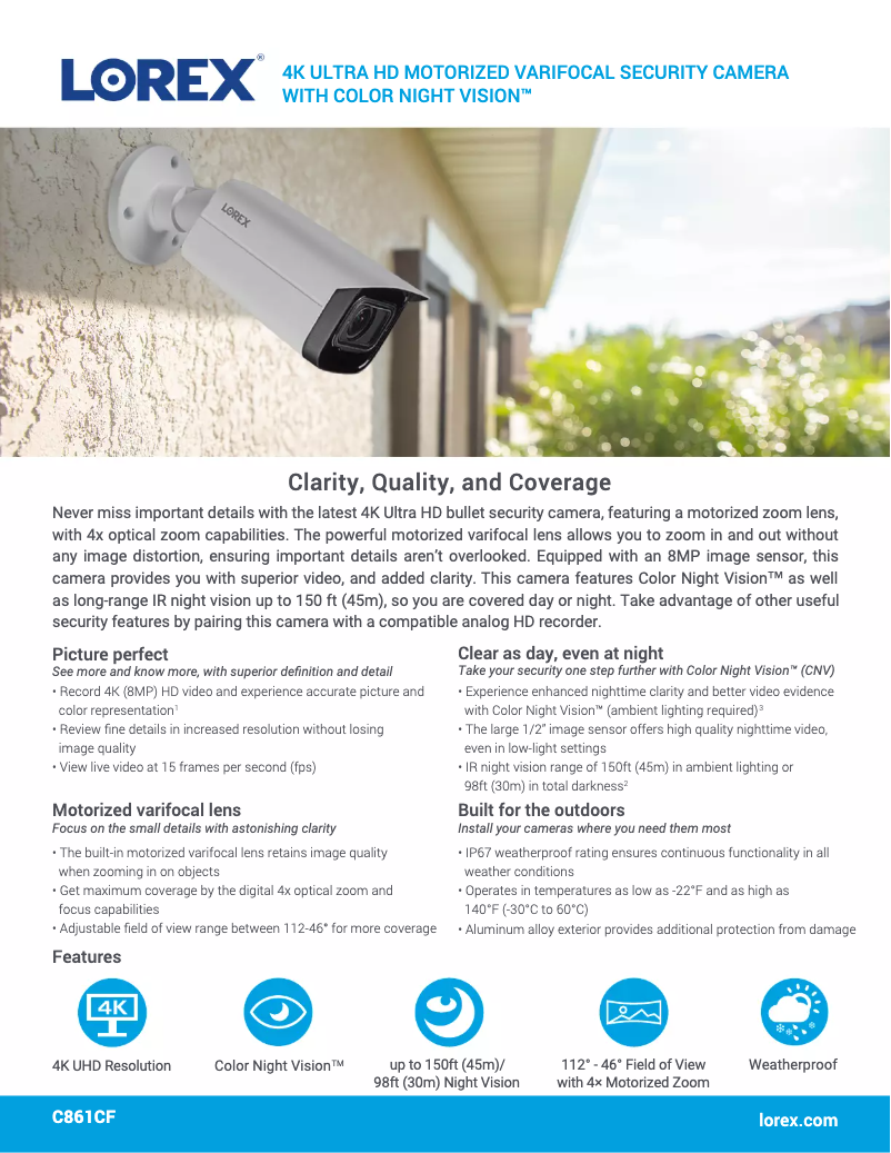 Página 1 del manual Ficha técnica Lorex C861CF