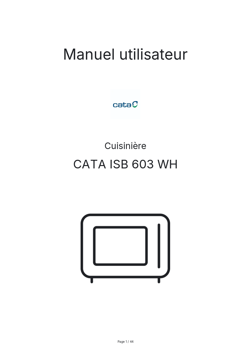 Image de la première page du manuel de l'appareil ISB 603 WH