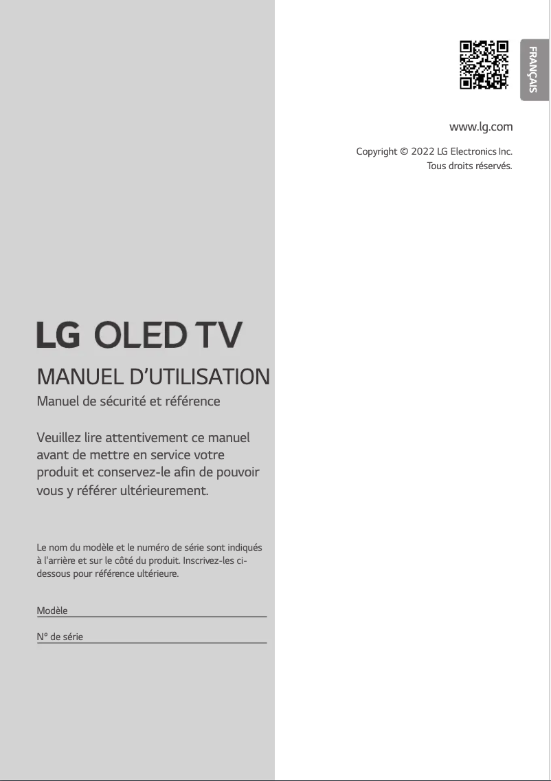 Page 1 de la notice Manuel utilisateur LG 42LX3Q6LA