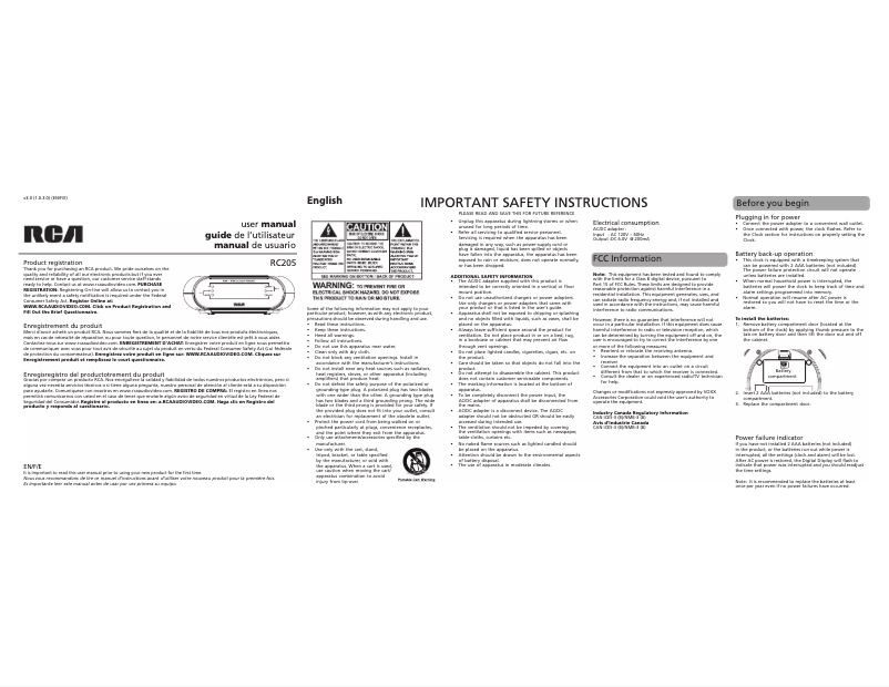 Image de la première page du manuel de l'appareil RC205