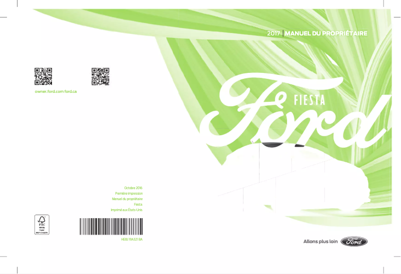 Page 1 de la notice Manuel utilisateur Ford Fiesta (2017)