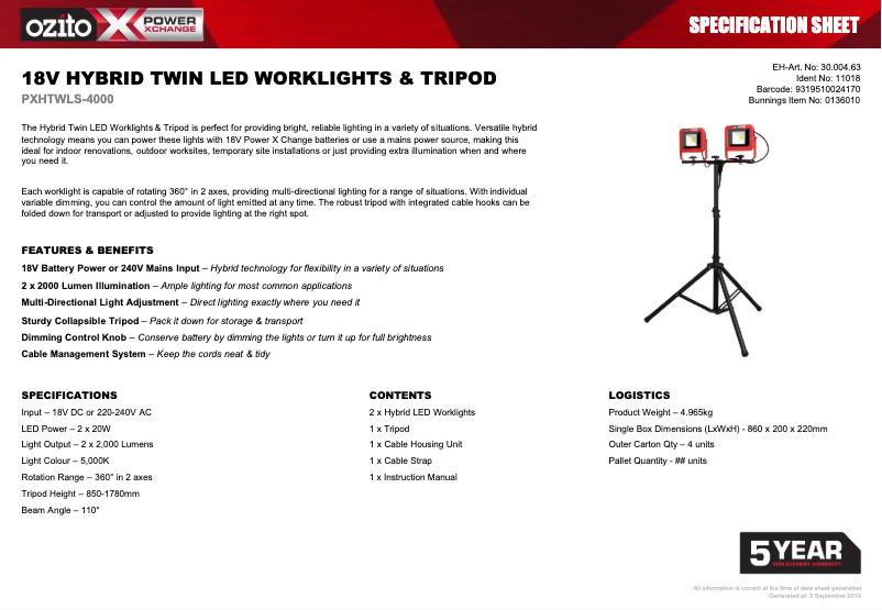 Imagen de la primera página del manual del dispositivo PXHTWLS-4000