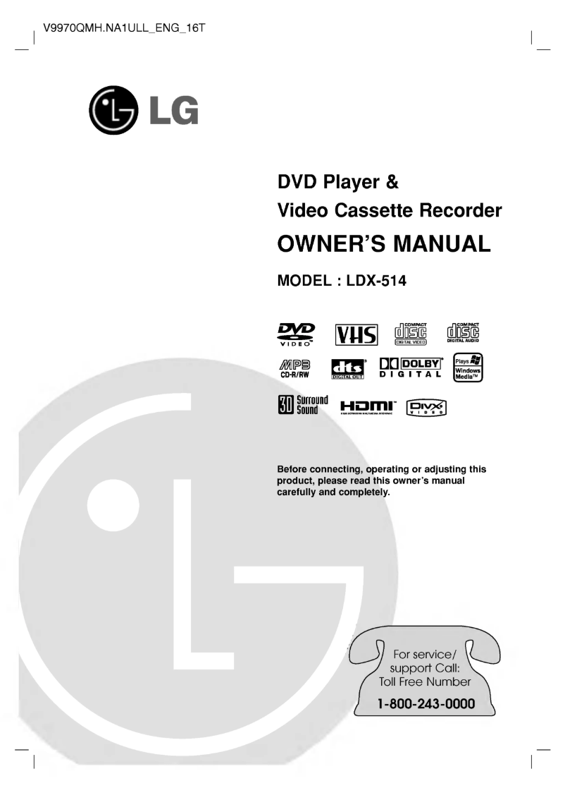 Page 1 de la notice Manuel utilisateur LG LDX-514