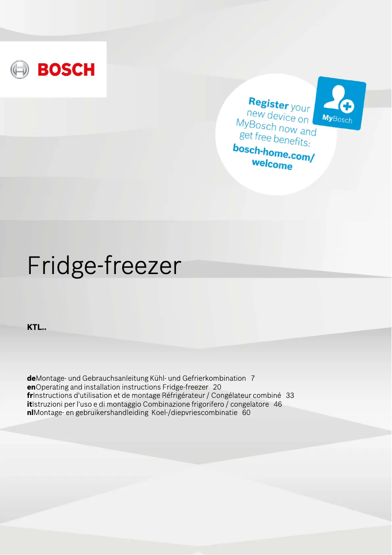 Page n°1 - Manuel utilisateur Bosch KTL15NW4A