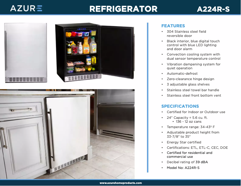 Page 1 de la notice Brochure Azure A224R-S