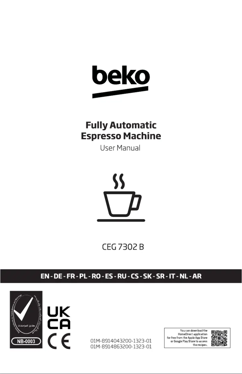 Page 1 de la notice Manuel utilisateur Beko CEG7304B