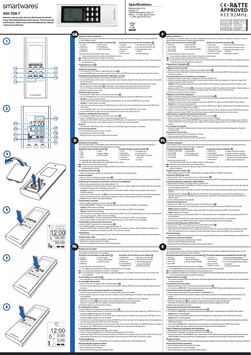 Page 1 de la notice Manuel utilisateur Smartwares SH5-TDR-T