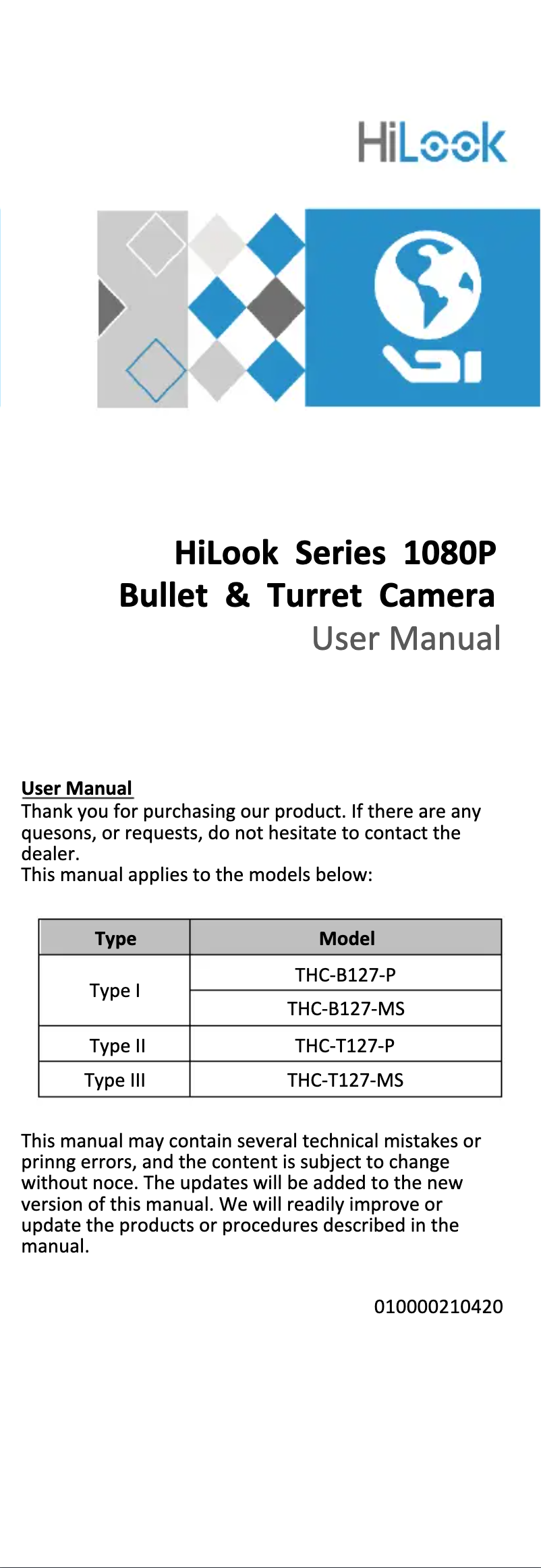 Page n°1 - Manuel utilisateur Hikvision THC-B127-MS