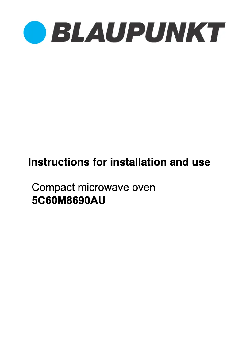 Página 1 del manual Guía de instalación Blaupunkt 5C60M8690AU