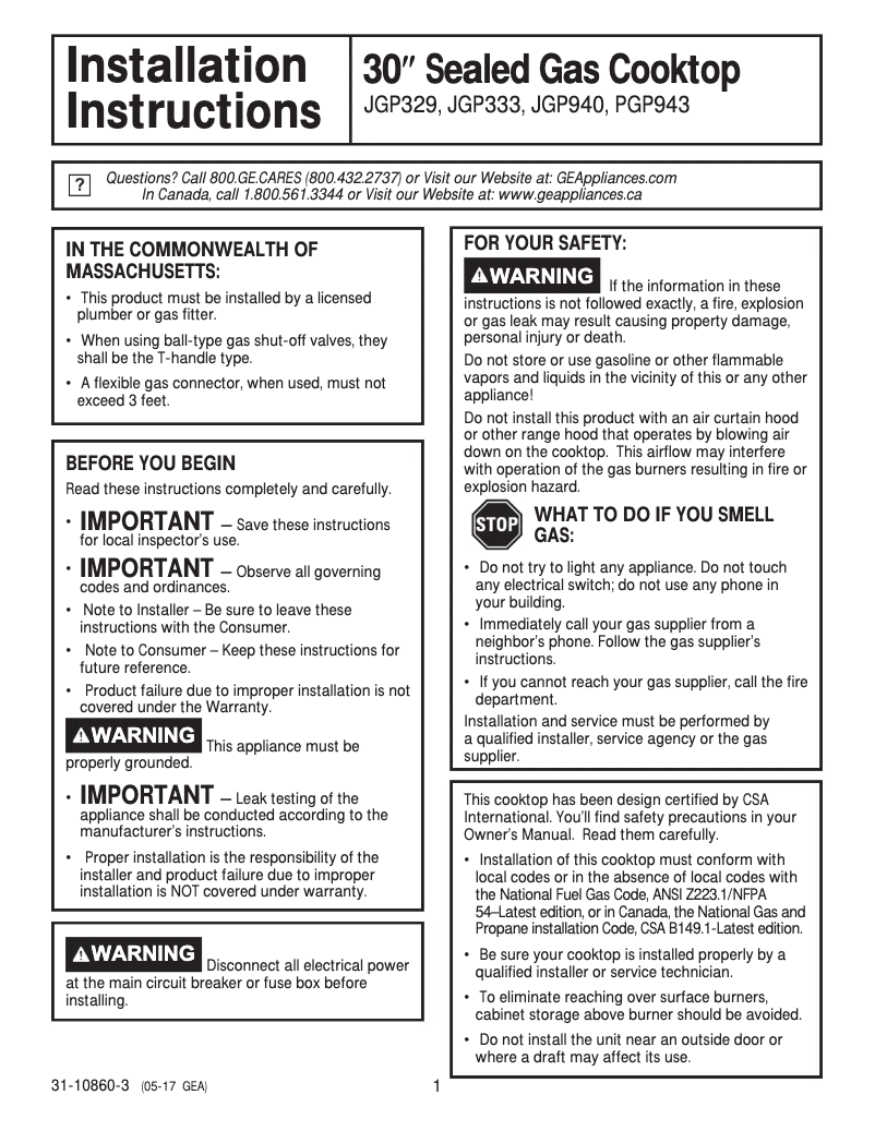 Imagen de la primera página del manual del dispositivo Profile PGP943SETSS