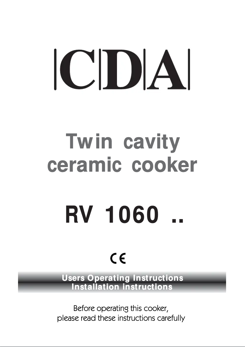 Page n°1 - Manuel utilisateur CDA RV1060SS