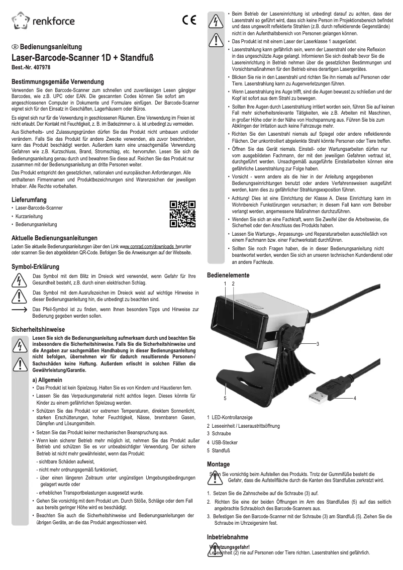 Page 1 de la notice Manuel utilisateur Renkforce FS5020E
