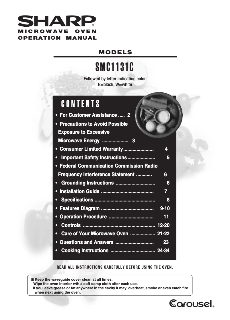 Page 1 de la notice Manuel utilisateur Sharp SMC1131CB