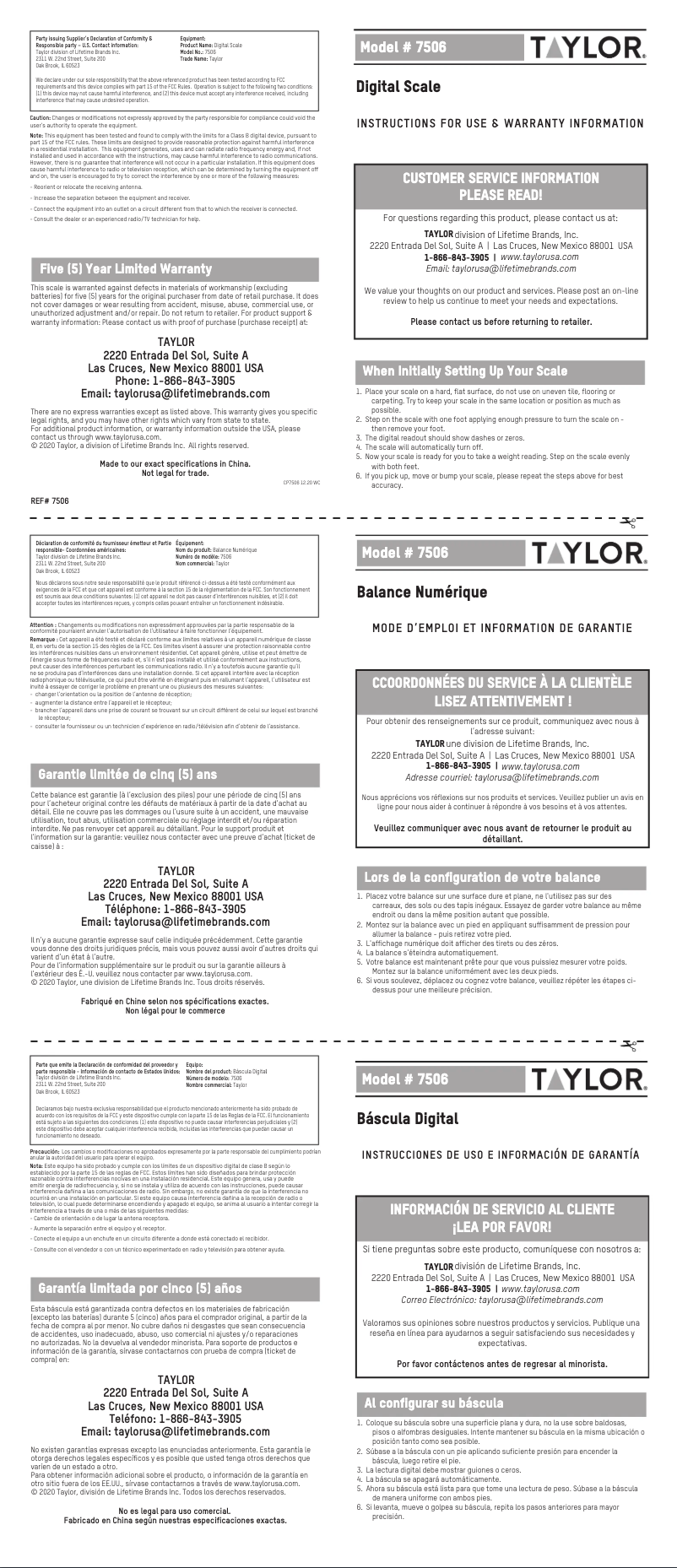 Page n°1 - Manuel utilisateur Taylor 75064192