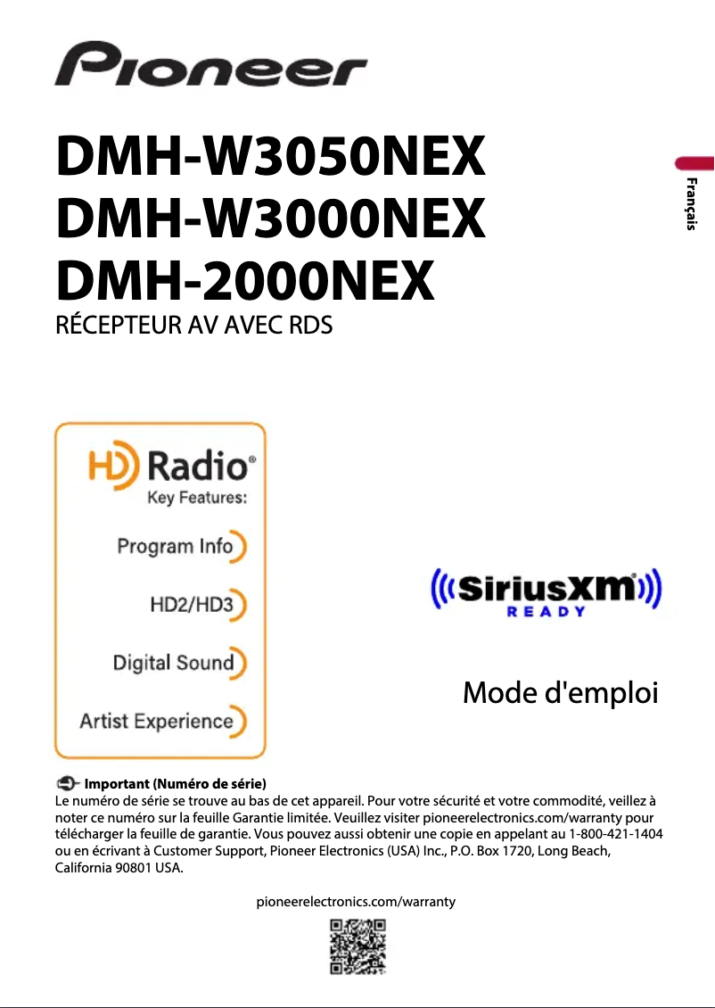 Page n°1 - Manuel utilisateur Pioneer DMHW-3000NEX