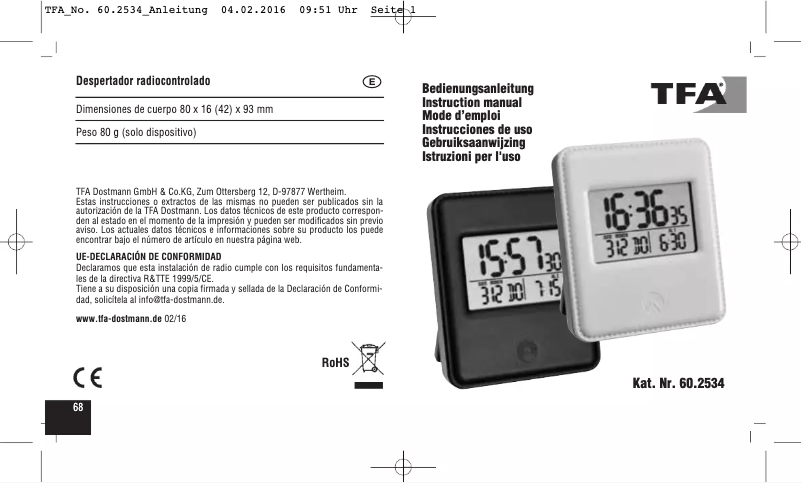 Page 1 de la notice Manuel utilisateur TFA 60.2534