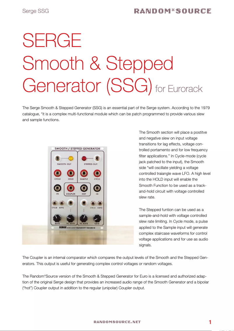 Page 1 de la notice Manuel utilisateur Serge Smooth & Stepped