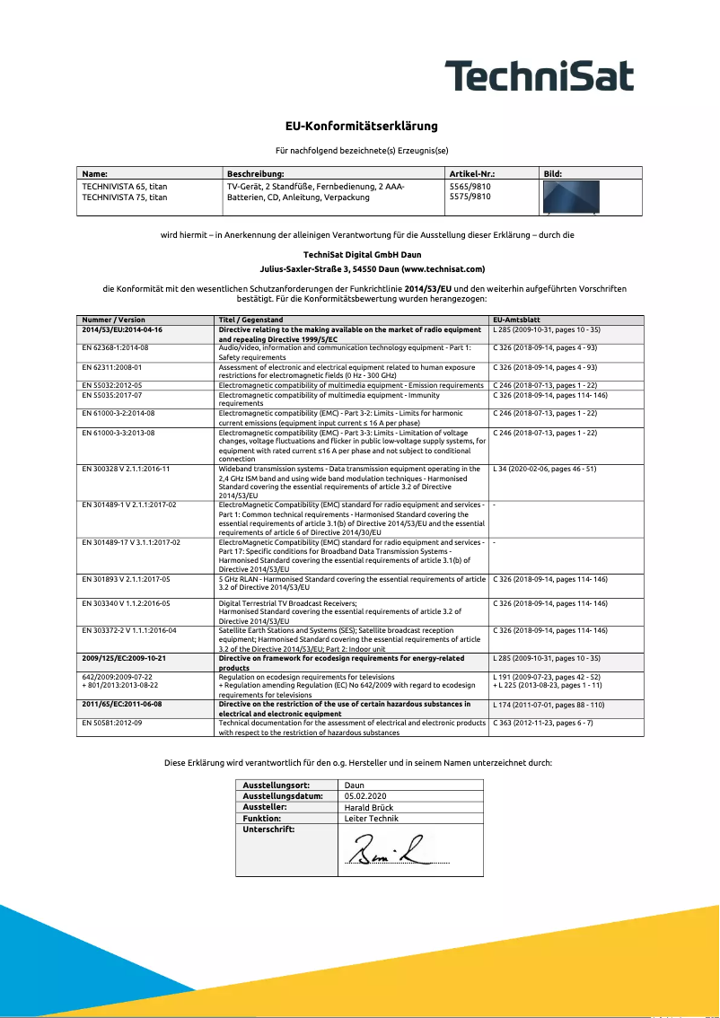 Page 1 de la notice Manuel utilisateur TechniSat Technivista 75