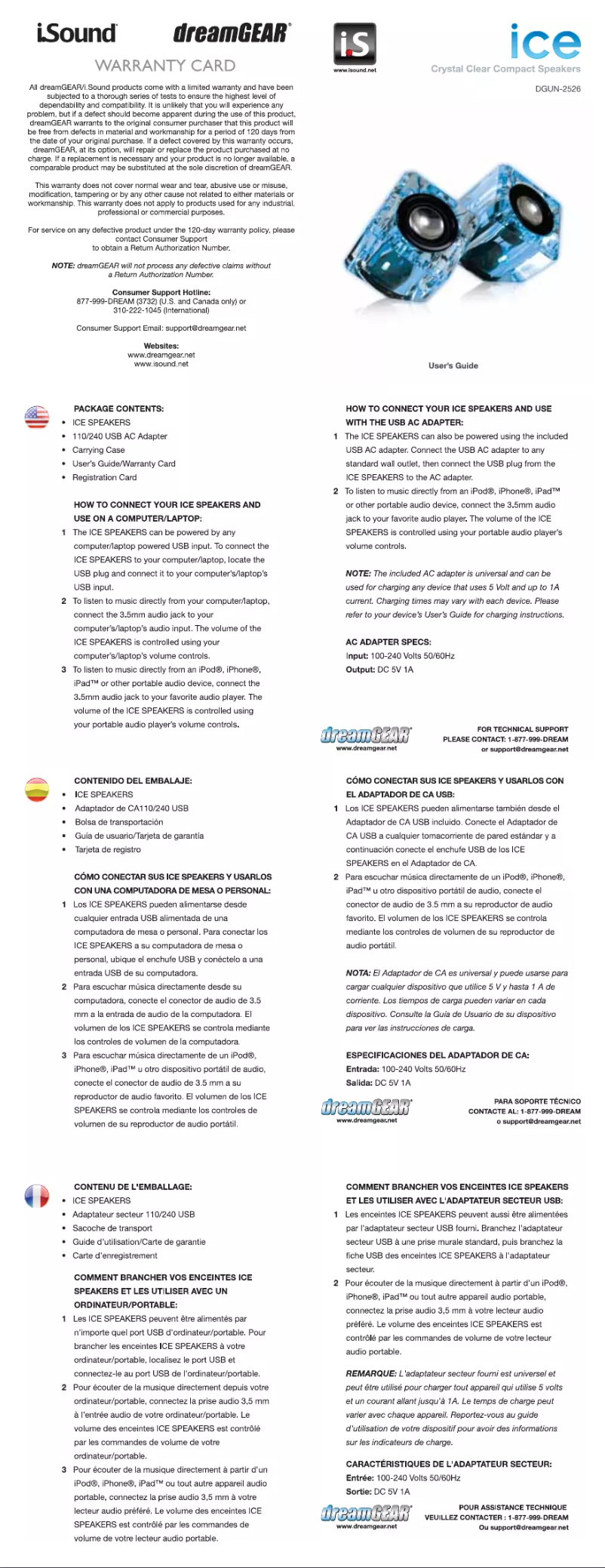 Page n°1 - Manuel utilisateur dreamGEAR Ice Crystal Clear