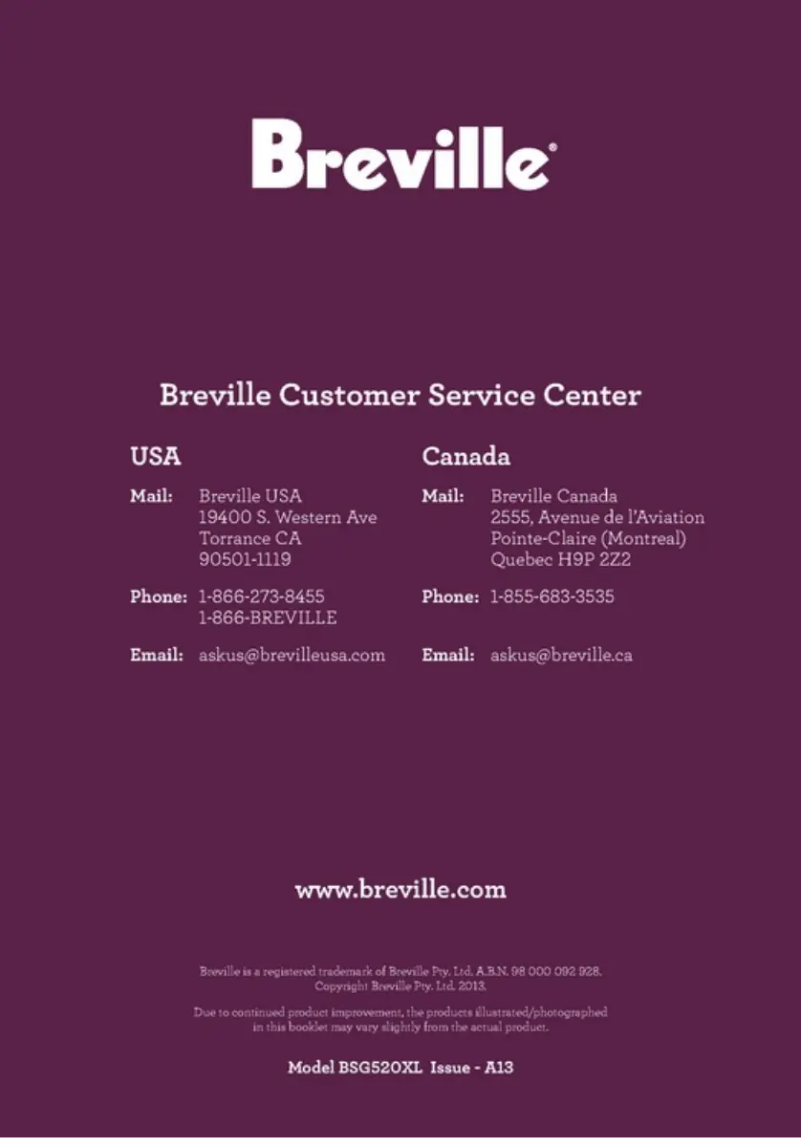 Page 1 of the manual User Manual Breville the Toast & Melt BSG520