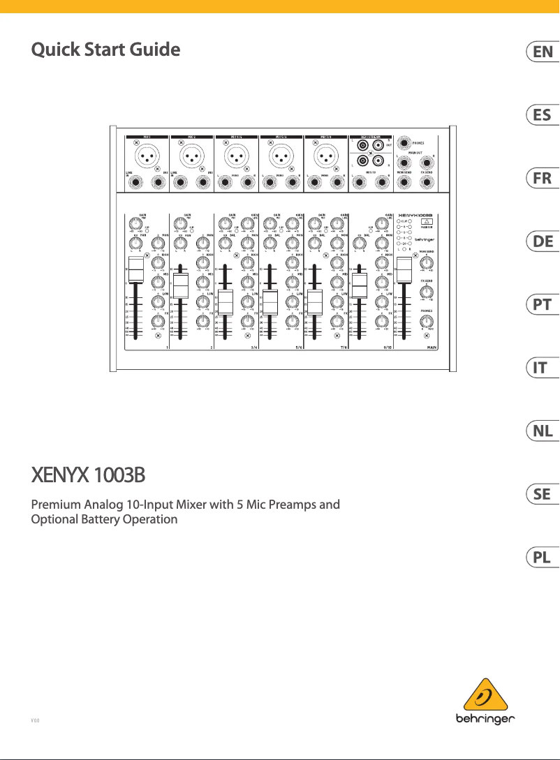 Page n°1 - Manuel utilisateur Behringer XENYX 1003B