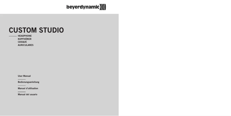 Page n°1 - Manuel utilisateur Beyerdynamic CUSTOM STUDIO