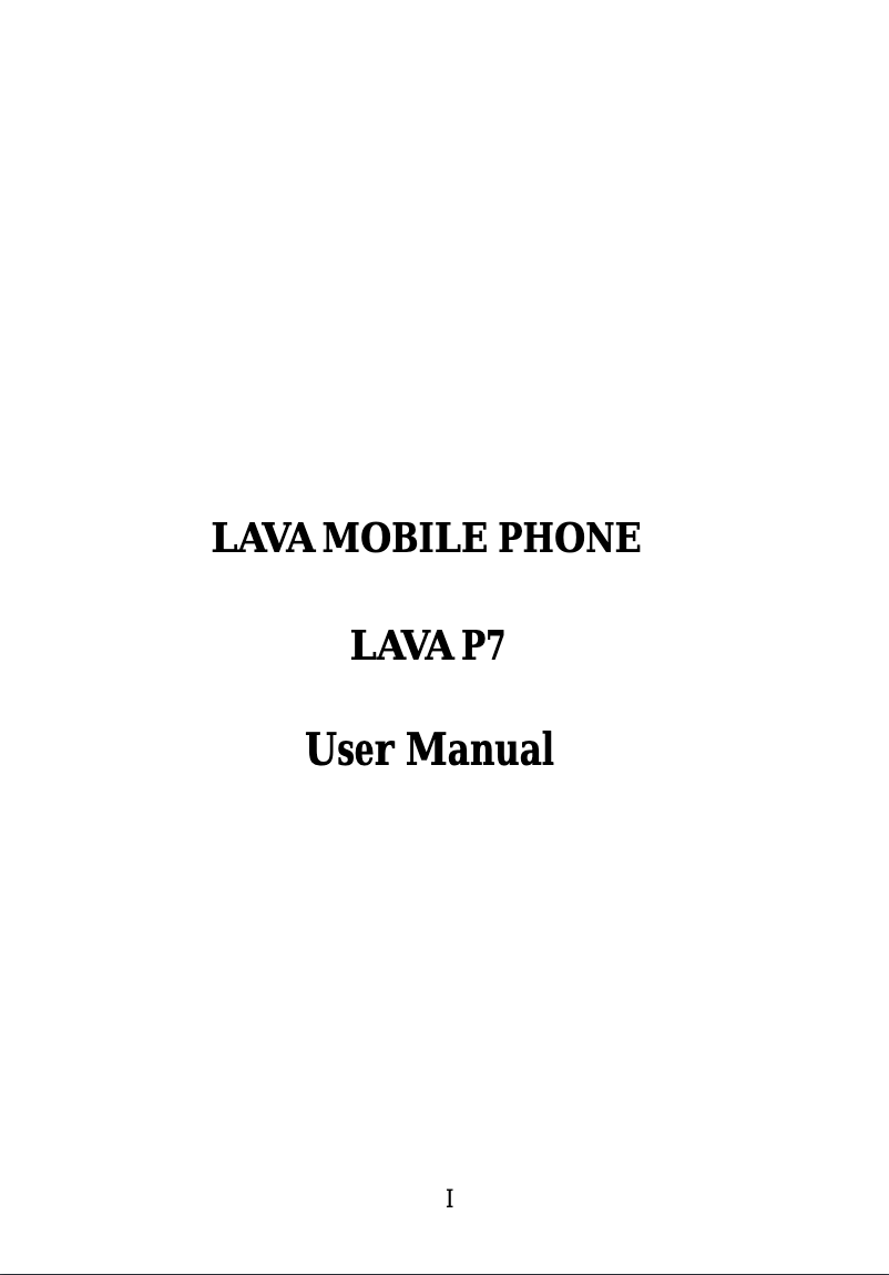 Page n°1 - Manuel utilisateur Lava P7