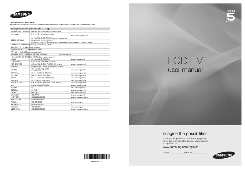 Page n°1 - Manuel utilisateur Samsung LE-40B541P7WXZG