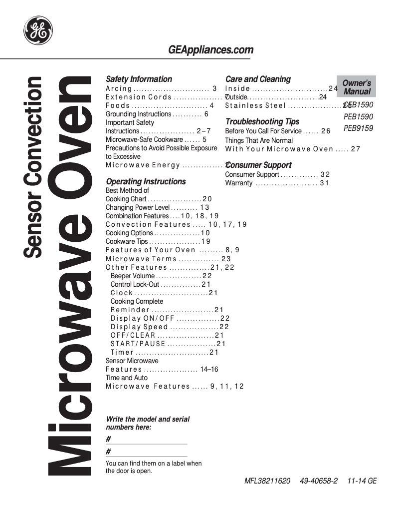 Page 1 of the manual Use and Maintenance Manual GE Profile PEB9159SFSS