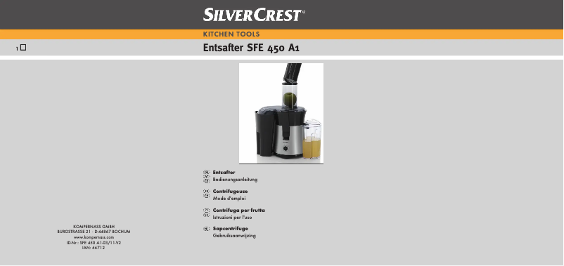 Page n°1 - Manuel utilisateur SilverCrest SFE 450 A1