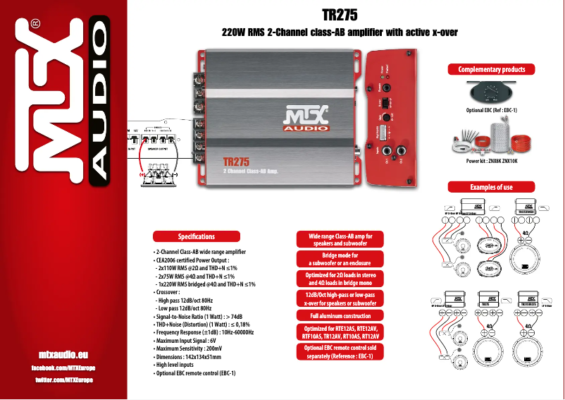 Page n°1 - Fiche technique MTX Audio TR275
