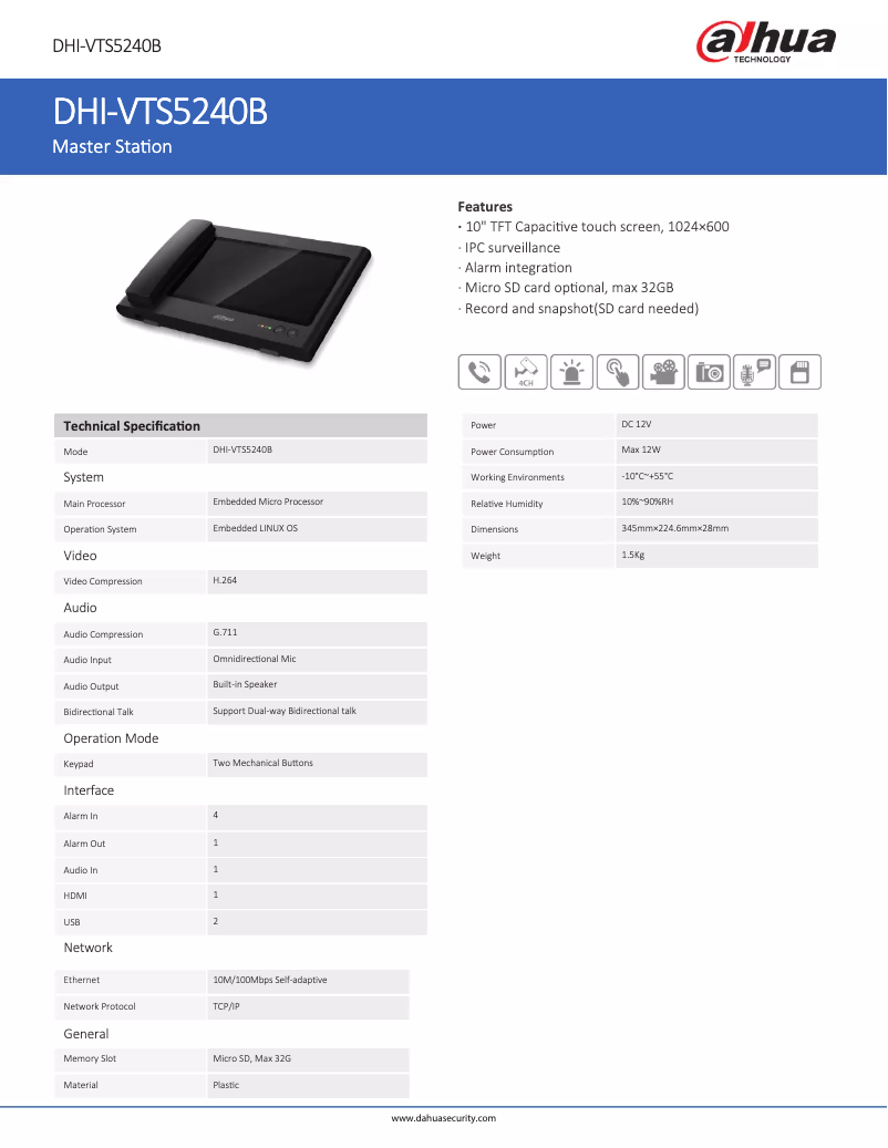 Image de la première page du manuel de l'appareil VTS5240B
