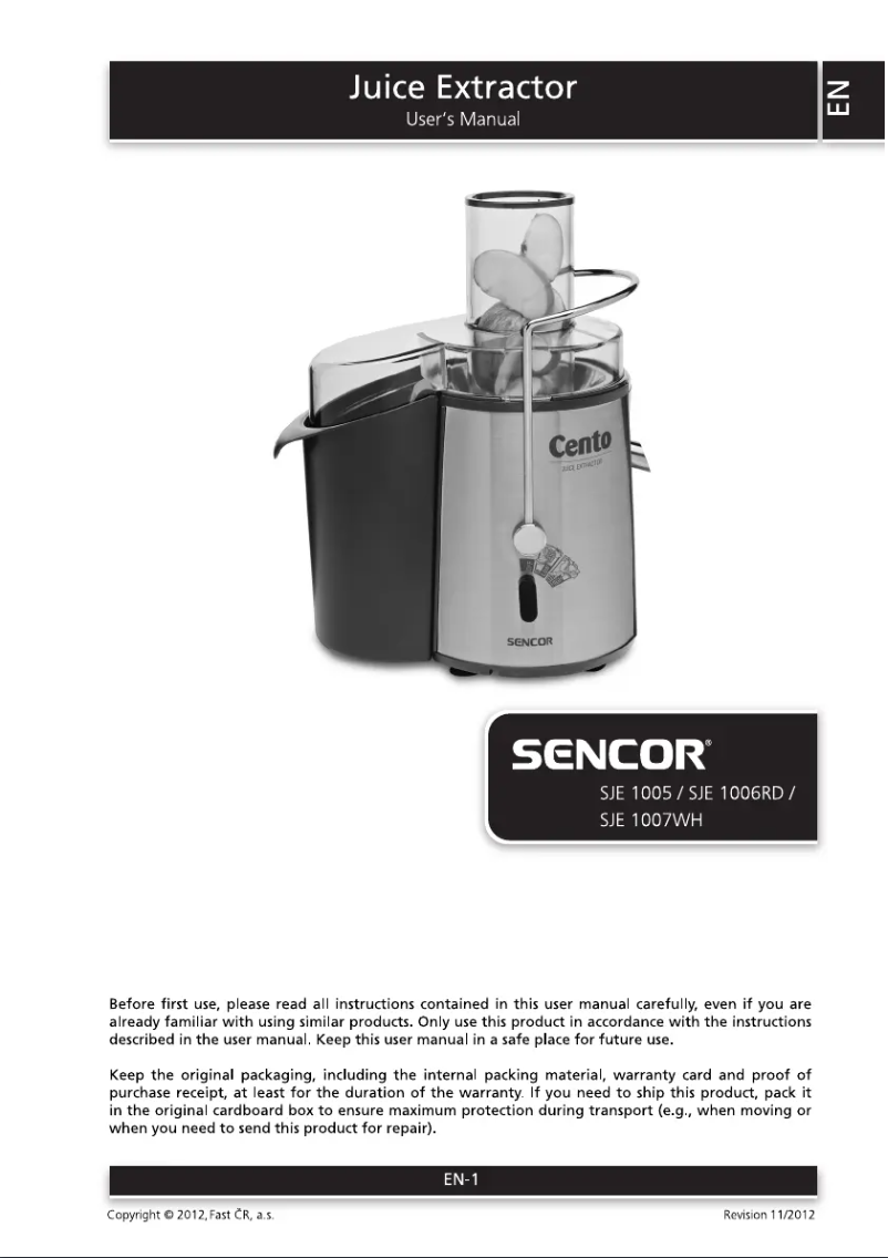 Page n°1 - Manuel utilisateur Sencor SJE 1005