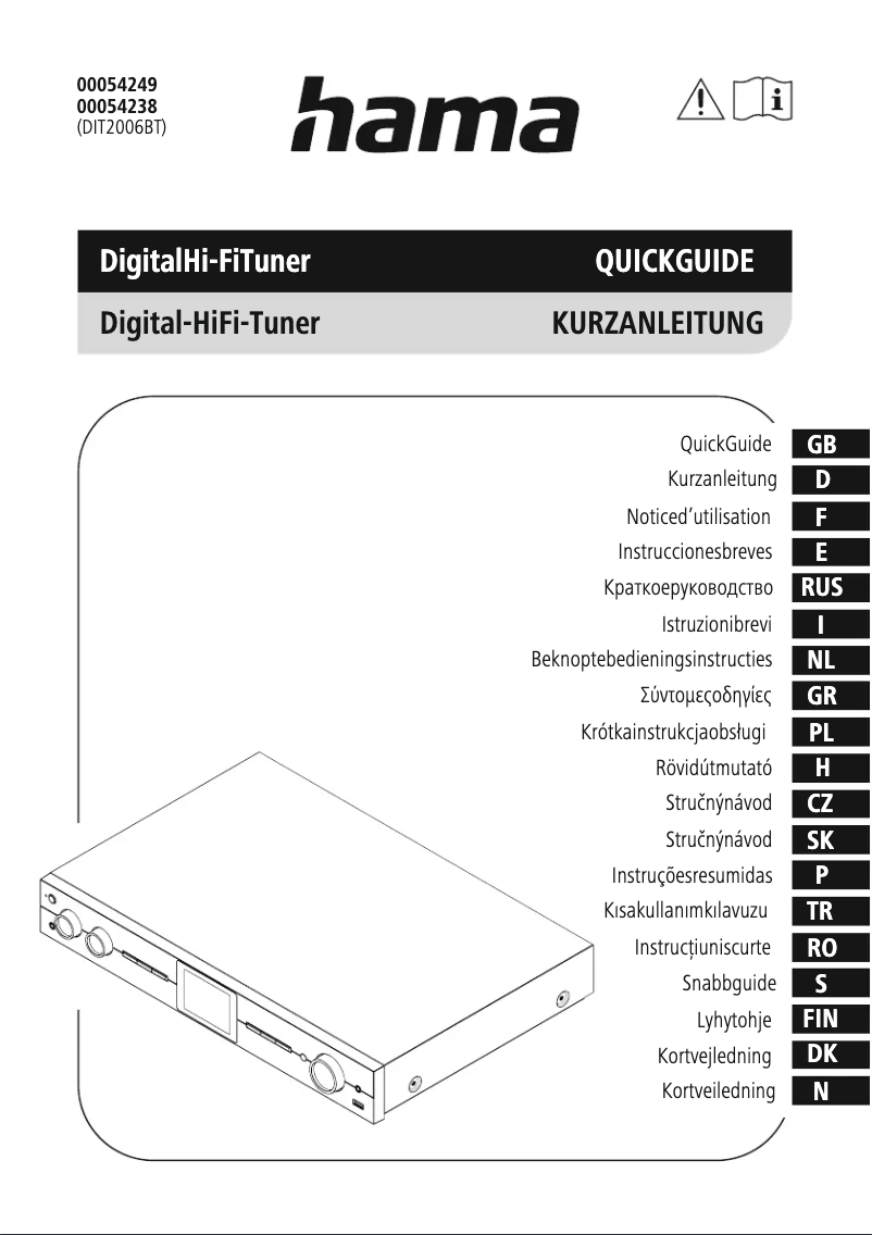 Page n°1 - Manuel utilisateur Hama DIT2006BT