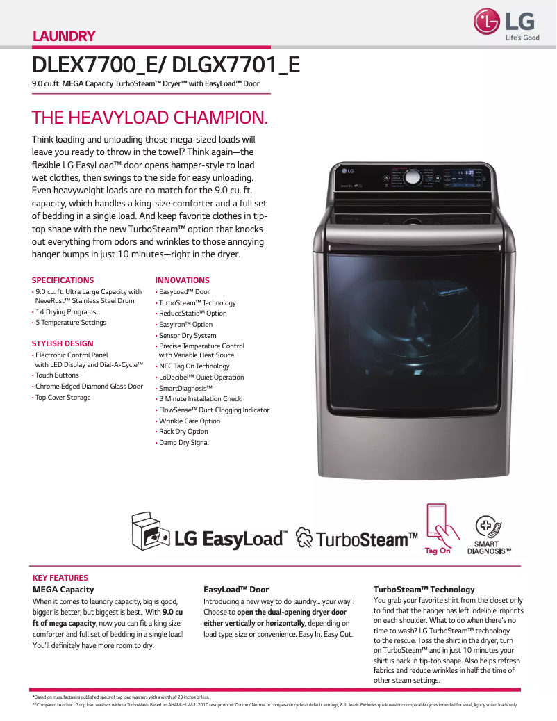 Page 1 de la notice Fiche technique LG DX7701E