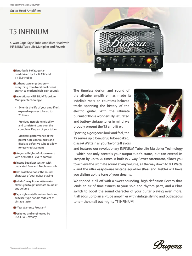 Page n°1 - Fiche technique Bugera T5 Infinium