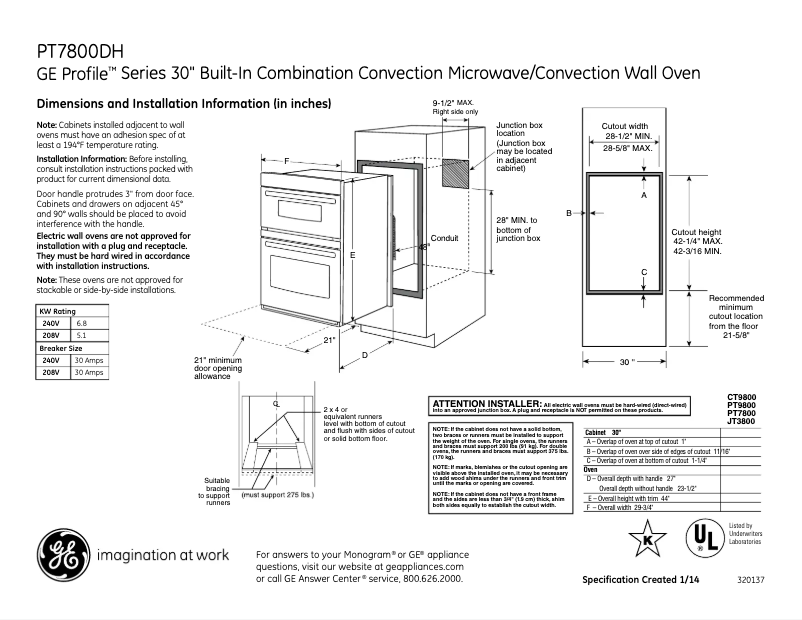 Image de la première page du manuel de l'appareil Profile PT7800SHSS