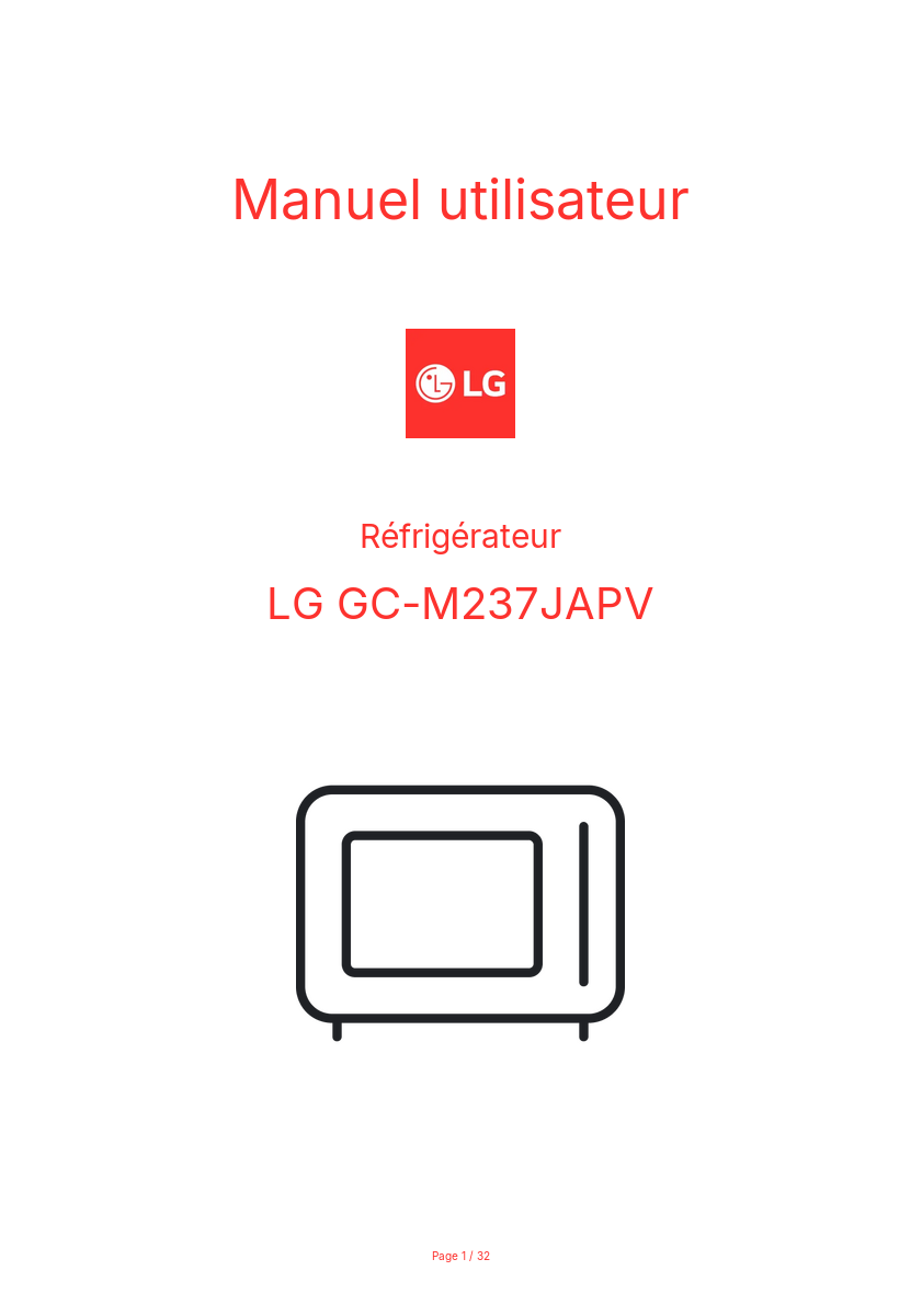Page n°1 - Manuel utilisateur LG GC-M237JAPV