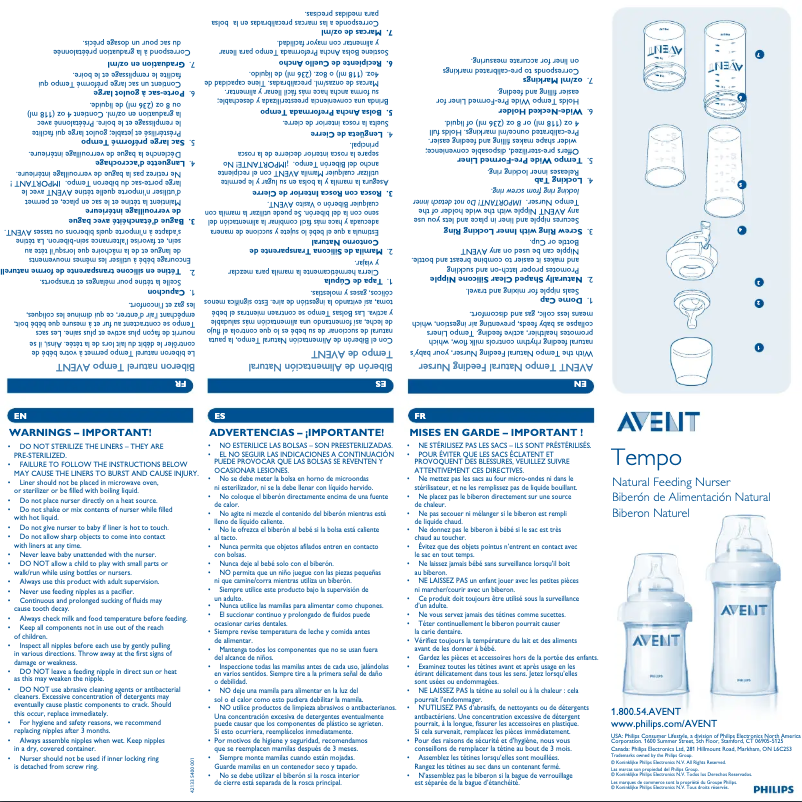 Page 1 de la notice Manuel utilisateur Philips AVENT SCF648