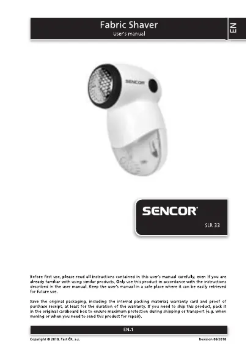 Page 1 de la notice Manuel utilisateur Sencor SLR 33