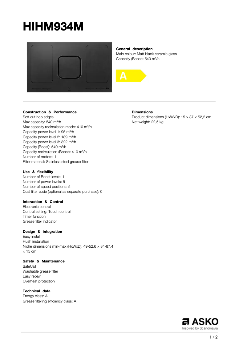 Image de la première page du manuel de l'appareil HIHM934M