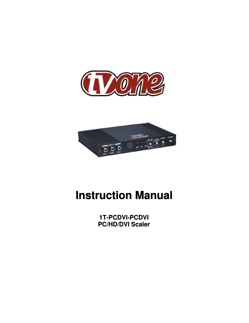 Page 1 de la notice Manuel utilisateur TV One 1T-PCDVI-PCDVI