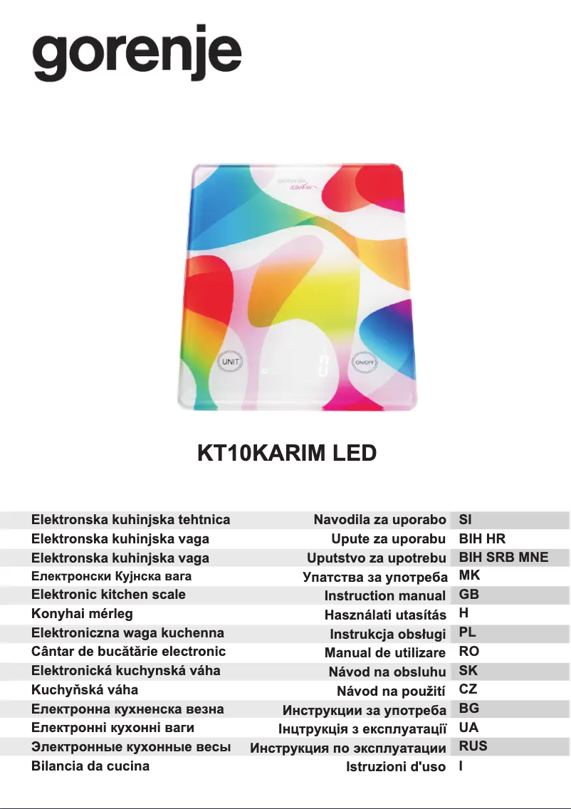 Page n°1 - Manuel utilisateur Gorenje KT10KARIM