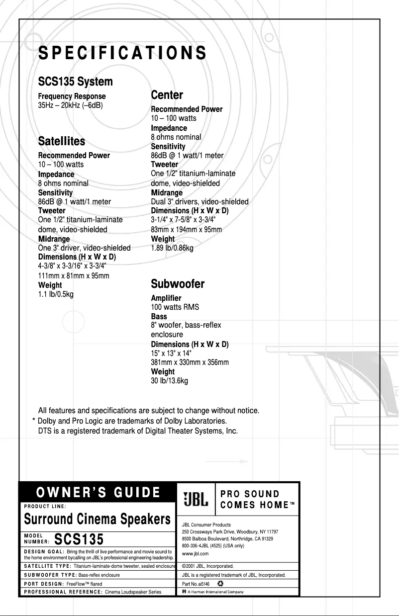 Image de la première page du manuel de l'appareil SCS135