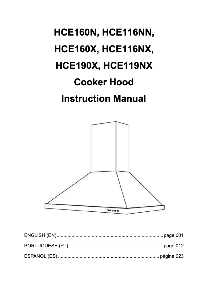 Page 1 de la notice Manuel utilisateur Hoover HCE116NX