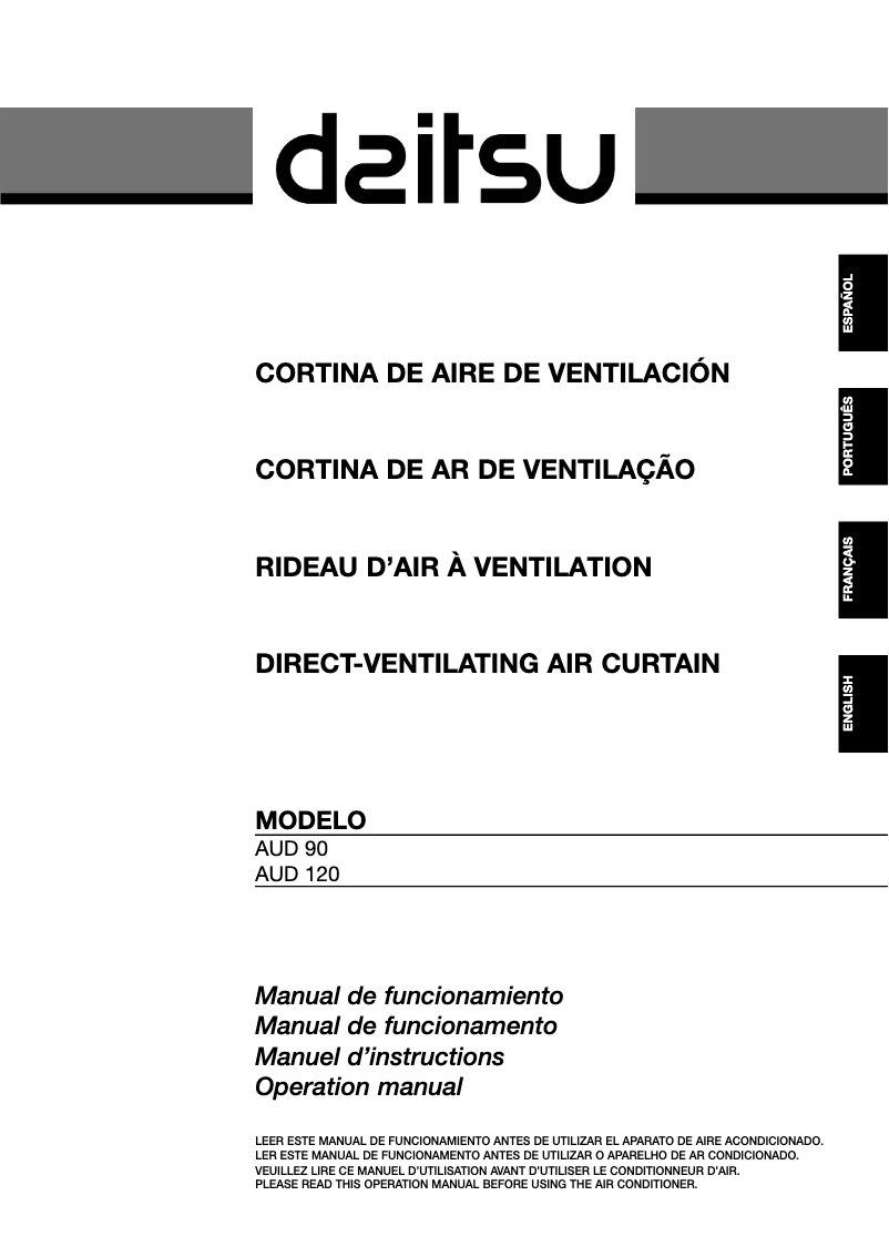 Page n°1 - Manuel utilisateur Daitsu AUD 90