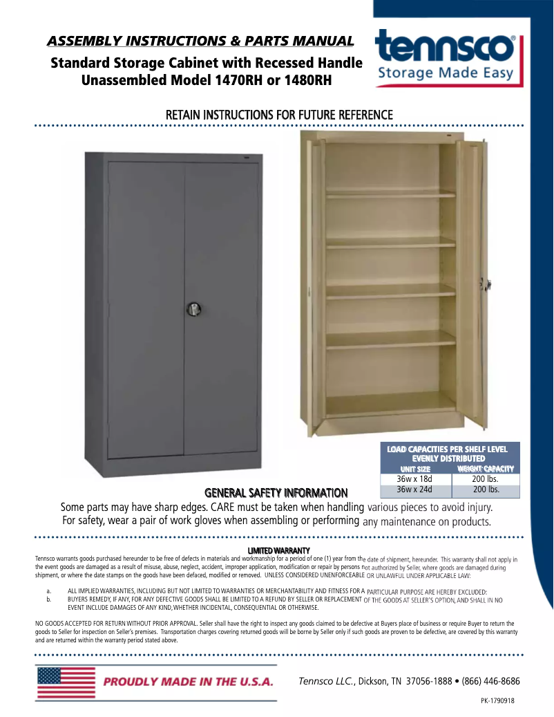 Página 1 del manual Manual de usuario Tennsco 1470RH