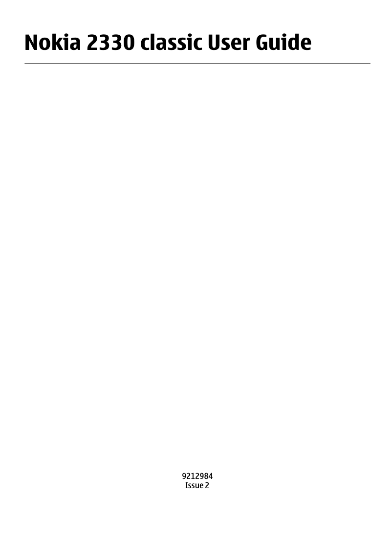 Page 1 de la notice Manuel utilisateur Nokia 2330