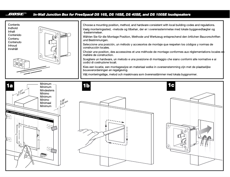 Page 1 de la notice Manuel utilisateur Bose In-Wall Junction Box