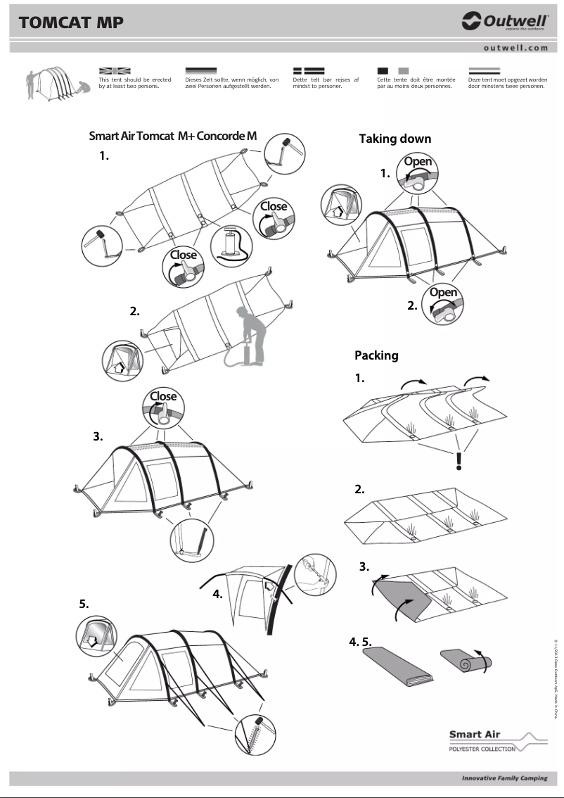 Page 1 de la notice Manuel utilisateur Outwell Smart Air Tomcat MP